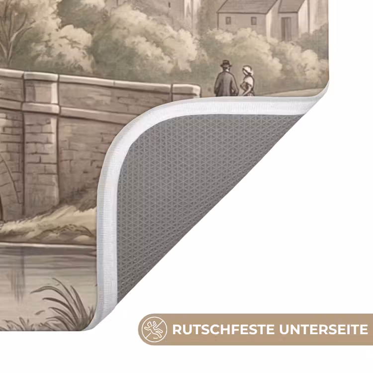 Dorp - Brug - Uitzicht - Groen Badmat middel -USP_AntislipDE