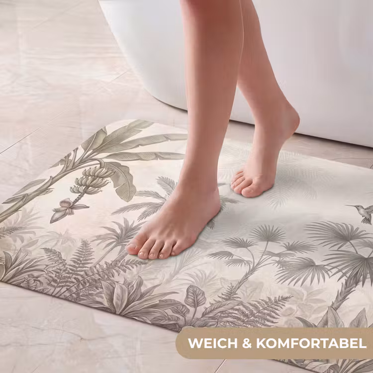 Jungle - Banenboom - Kolibrie - Beige Badmat middel -USP_ZachtDE