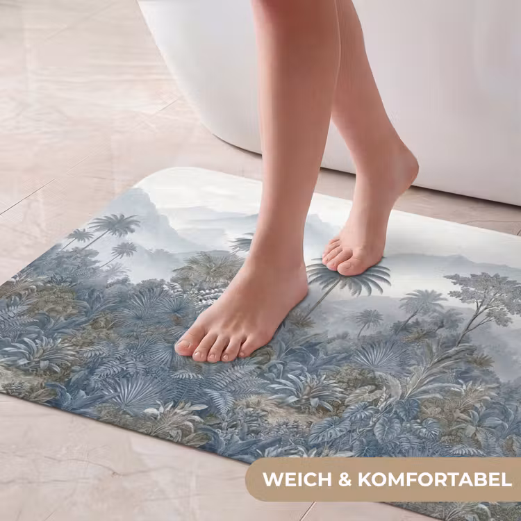 Jungle - Landschap - Blauw Badmat middel -USP_ZachtDE