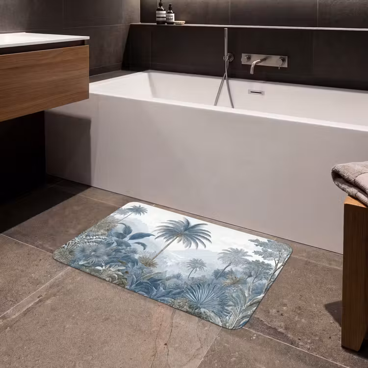 Jungle - Modern - Blauw - Groen Badmat middel -sfeer3