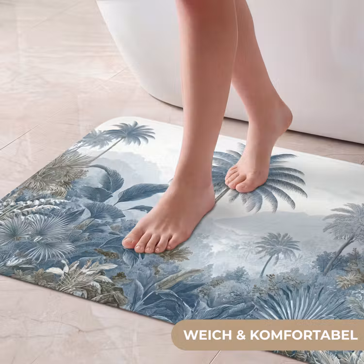 Jungle - Modern - Blauw - Groen Badmat middel -USP_ZachtDE