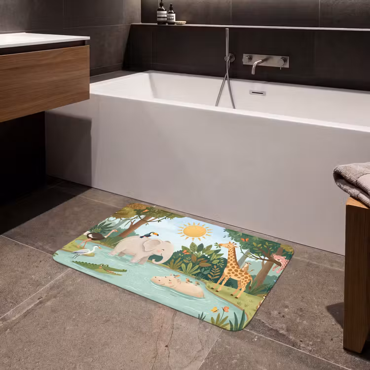 Jungle - Oase - Dieren - Kleurrijk Badmat middel -sfeer3