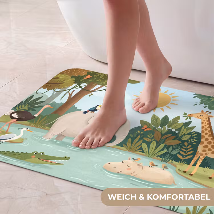 Jungle - Oase - Dieren - Kleurrijk Badmat middel -USP_ZachtDE