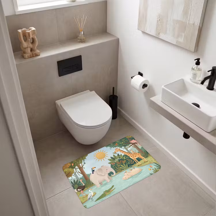 Jungle - Oase - Dieren - Kleurrijk Badmat middel -sfeer4