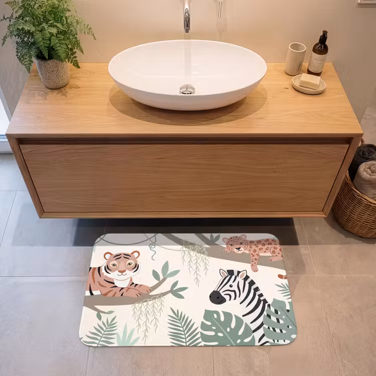 Jungle - Rustiek - Pastel Badmat middel -sfeer1