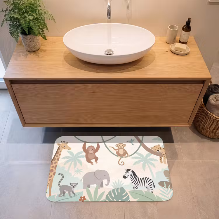 Jungle - Dieren - Groen Badmat middel -sfeer1