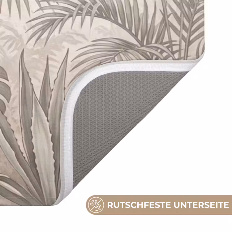 Jungle - Tropisch - Natuur -Vintage - Beige Badmat middel -USP_AntislipDE