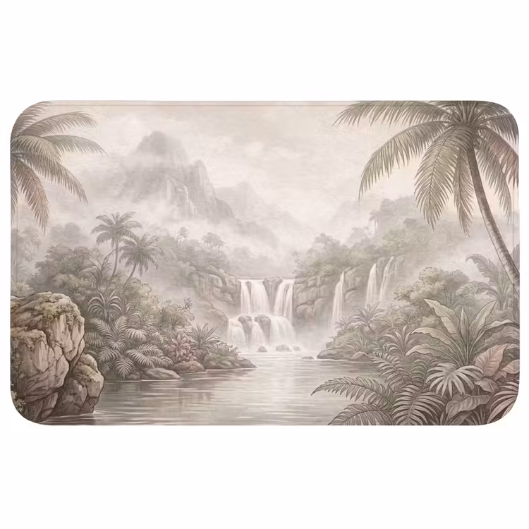 Jungle - Watervallen - Tropisch - Illustratie Badmat middel -3d