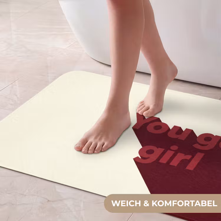 you go girl - 3D - Rood Badmat middel -USP_ZachtDE
