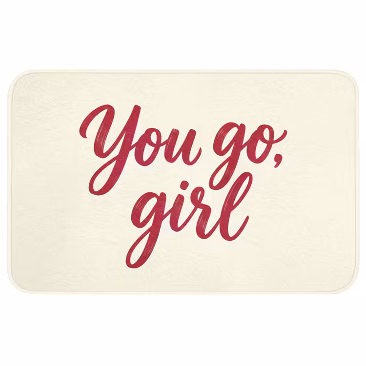 you go girl - Rood - Wit Badmat middel -3d