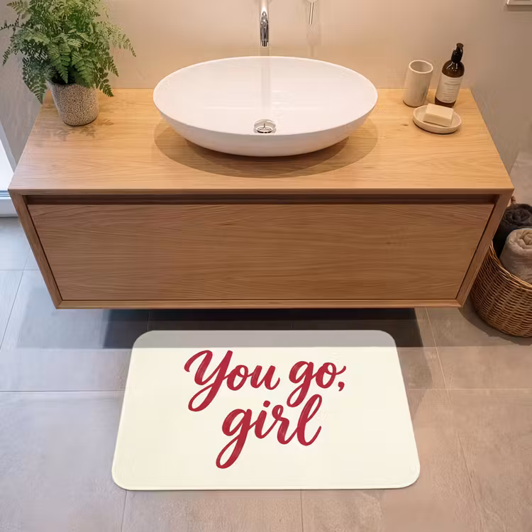 you go girl - Rood - Wit Badmat middel -sfeer1