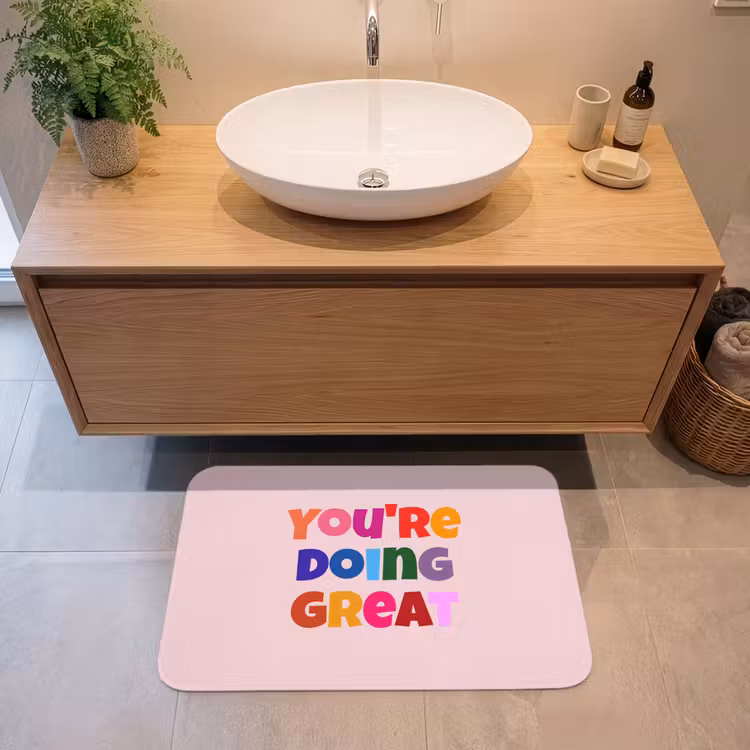 You're doing great - Roze - Kleurrijk Badmat middel -sfeer1