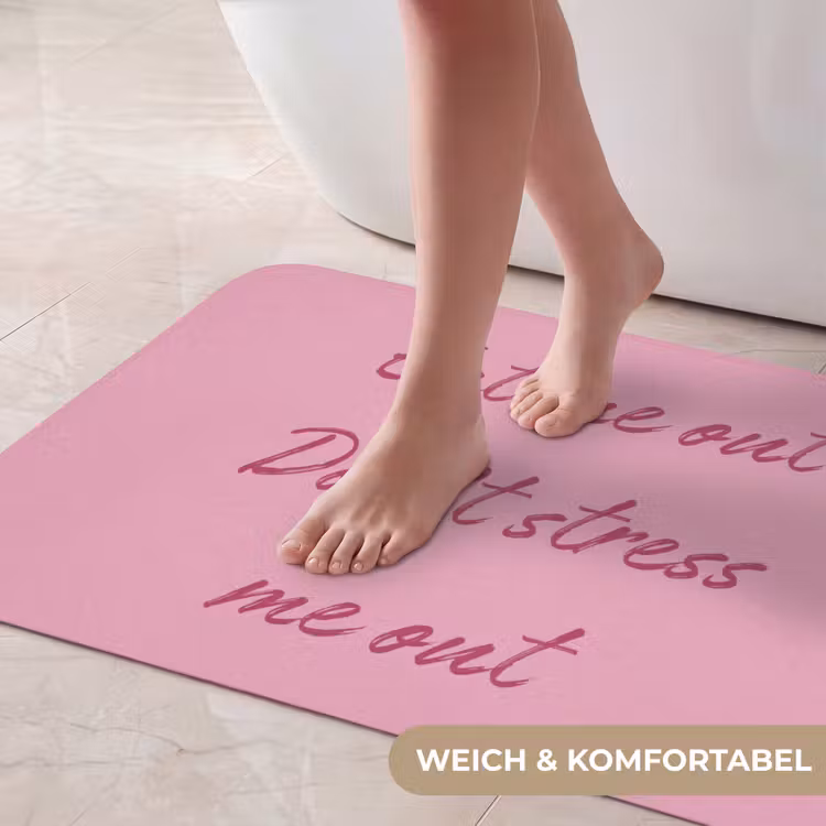 Eat me out don't stress me out - Roze - Handgeschreven Badmat middel -USP_ZachtDE