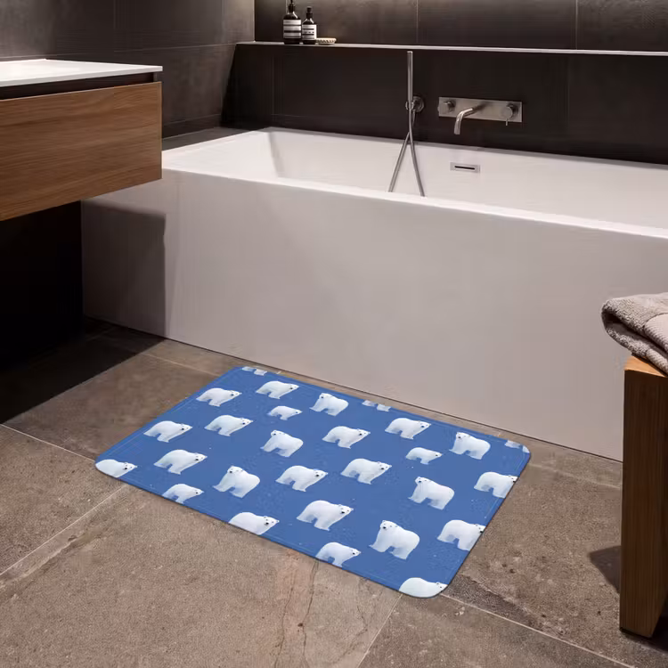 IJsbeer - Patroon - Blauw Badmat middel 997 -sfeer3