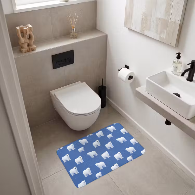 IJsbeer - Patroon - Blauw Badmat middel 997 -sfeer4