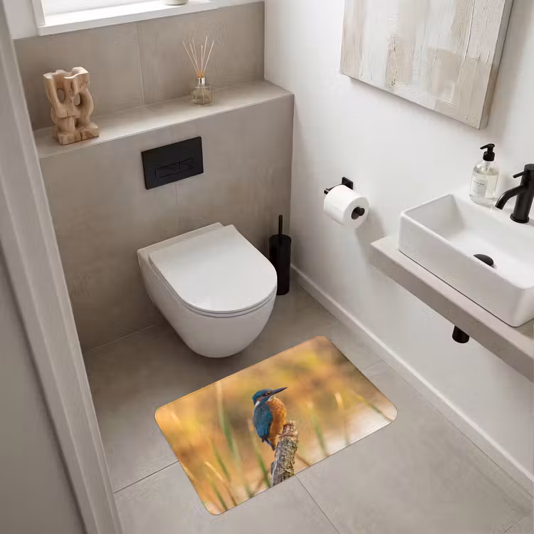 IJsvogel - Tak - Water - Kleurrijk - Levendig Badmat middel -sfeer4