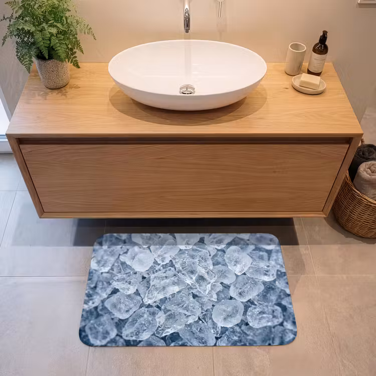 Ijsblokjes - Water - Blauw Badmat middel -sfeer1