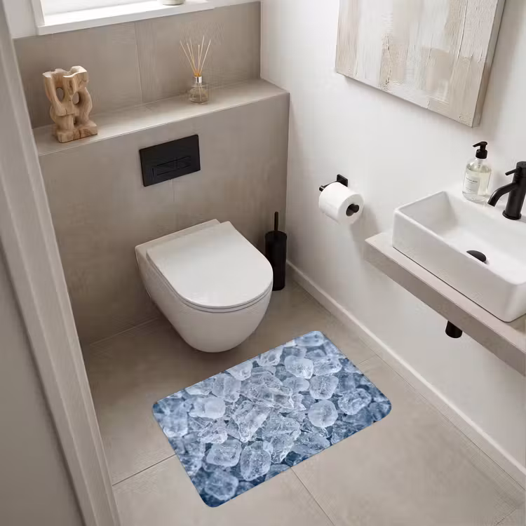 Ijsblokjes - Water - Blauw Badmat middel -sfeer4