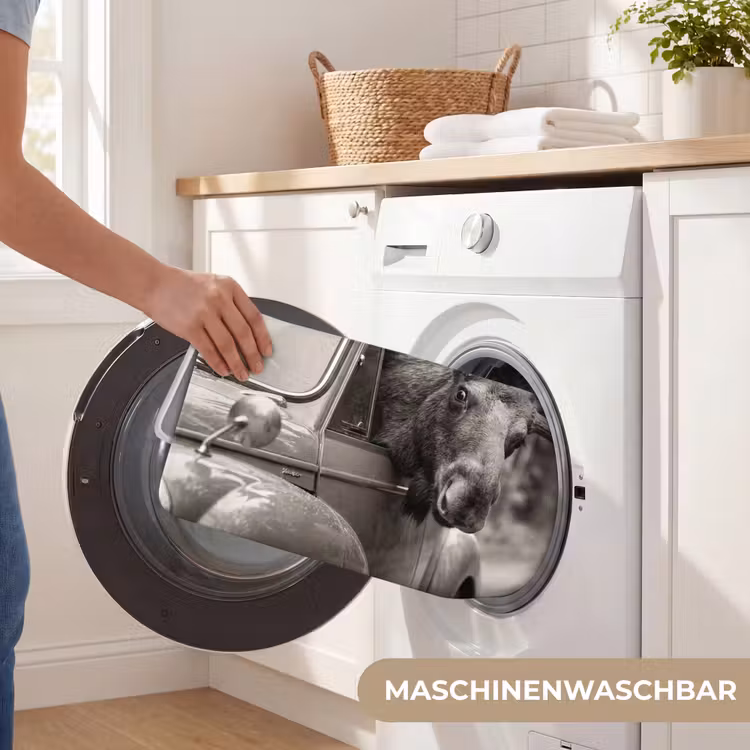 Eland - Auto - Gewei - Zwart - Wit Badmat middel -USP_WasbaarDE