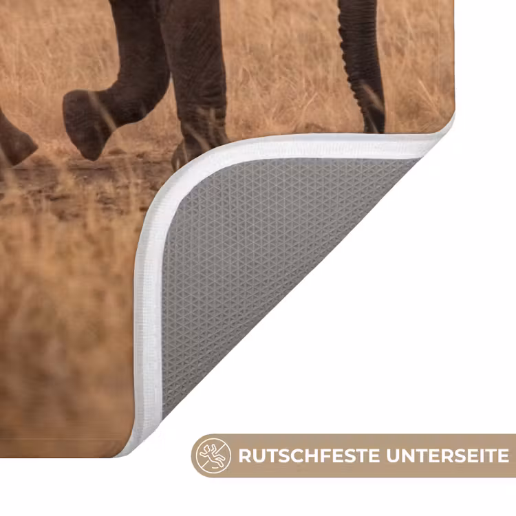 Olifanten - Savanne - Zonsondergang - Afrika - Warm Badmat middel -USP_AntislipDE