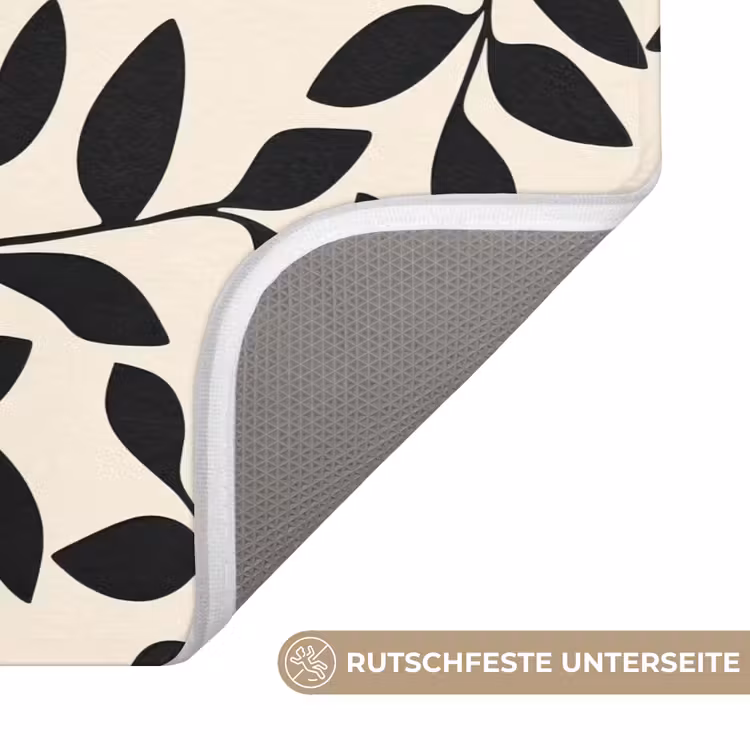 Elegant - Patroon - Zwart - Beige Badmat middel 997 -USP_AntislipDE