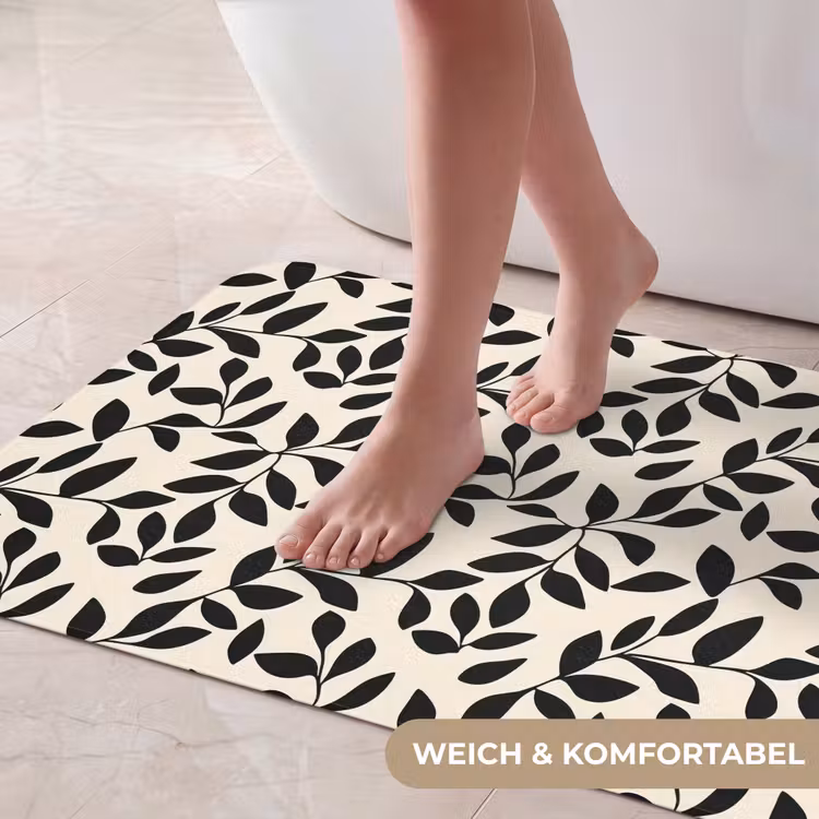 Elegant - Patroon - Zwart - Beige Badmat middel 997 -USP_ZachtDE
