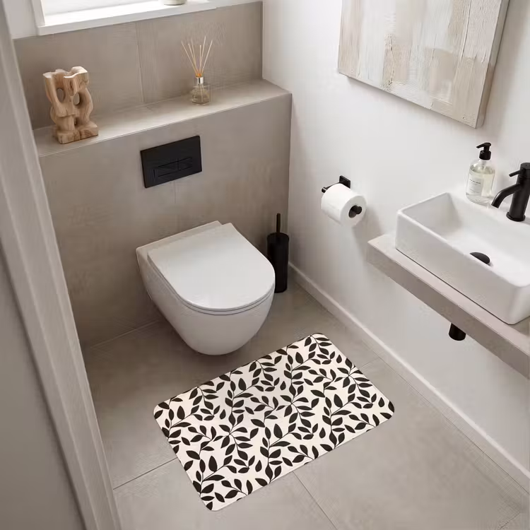 Elegant - Patroon - Zwart - Beige Badmat middel 997 -sfeer4
