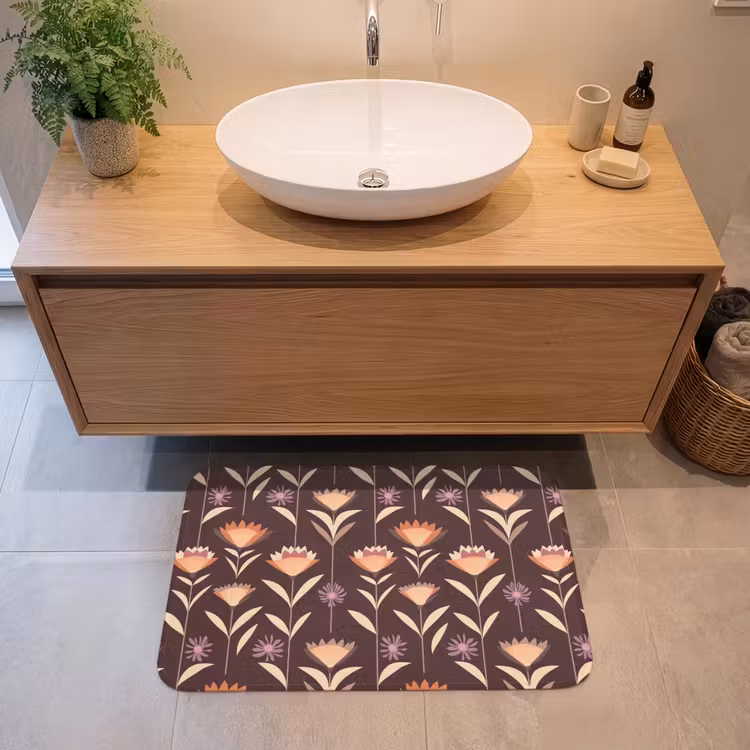 Elegant - Retro - Bruin Badmat middel 997 -sfeer1