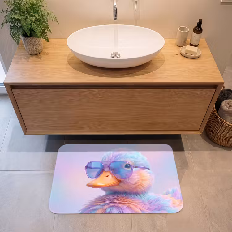 Eend - bril - Pastel Badmat middel -sfeer1