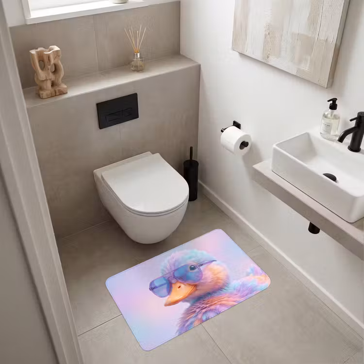 Eend - bril - Pastel Badmat middel -sfeer4