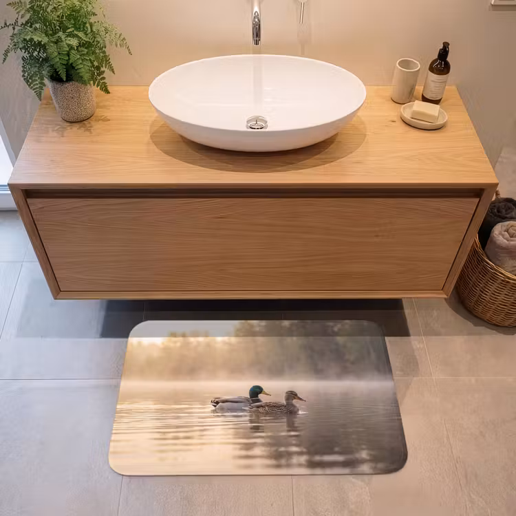 Eenden - Water - Mist - Natuur Badmat middel -sfeer1