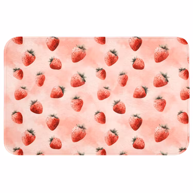 Aardbei - Patroon - Roze Badmat middel 997 -3d