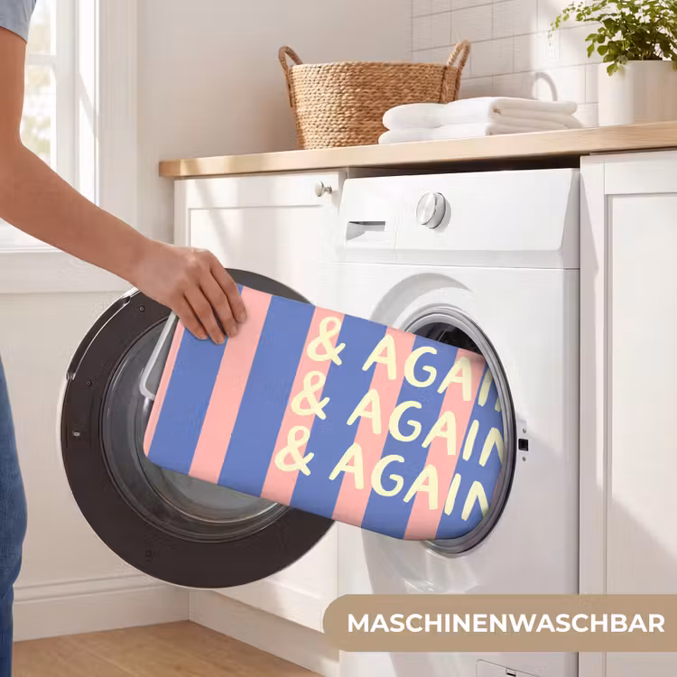 Try again - Strepen - Roze - Verticaal - Blauw Badmat middel -USP_WasbaarDE