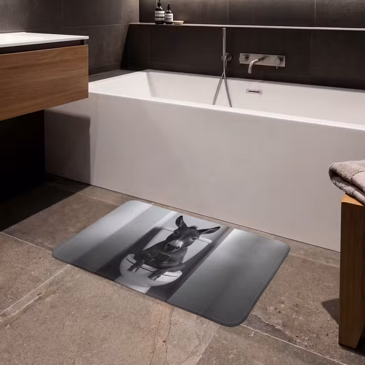 Ezel - Telefoon - Toilet - Zwart - Wit Badmat middel -sfeer3