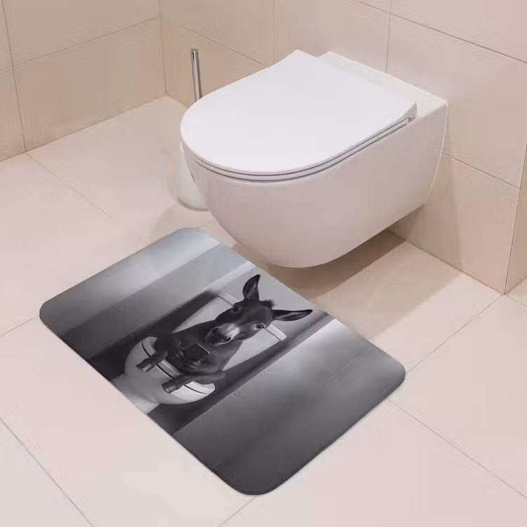 Ezel - Telefoon - Toilet - Zwart - Wit Badmat middel -sfeer4