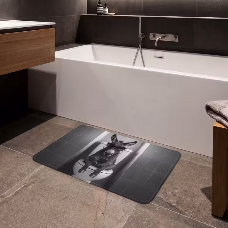 Ezel - Telefoon - Toilet - Zwart - Wit Badmat middel -sfeer3