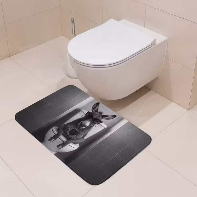 Ezel - Telefoon - Toilet - Zwart - Wit Badmat middel -sfeer4