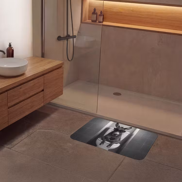 Ezel - Telefoon - Toilet - Zwart - Wit Badmat middel -sfeer2