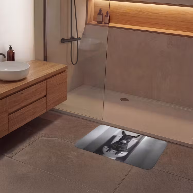 Ezel - Telefoon - Toilet - Zwart - Wit Badmat middel -sfeer2