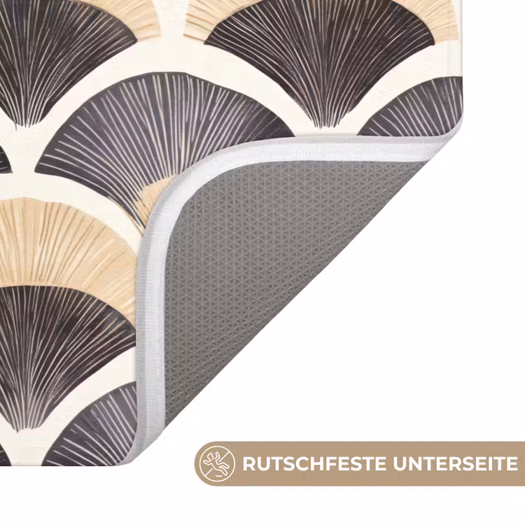 Waaier - Patroon - Zwart - Beige Badmat middel 997 -USP_AntislipDE