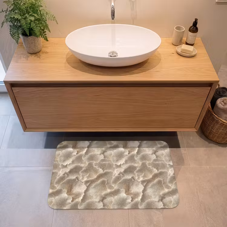 Waaierstructuren - Beige - Vezeltextuur Badmat middel 997 -sfeer1