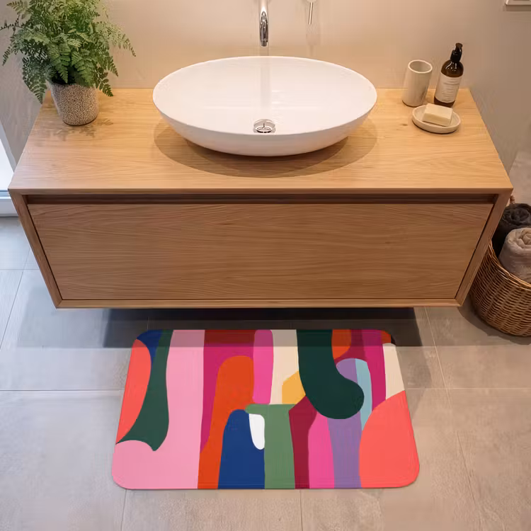 Kleurvakken - Recht - Rond - Abstract Badmat middel -sfeer1