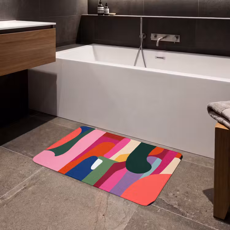 Kleurvakken - Recht - Rond - Abstract Badmat middel -sfeer3