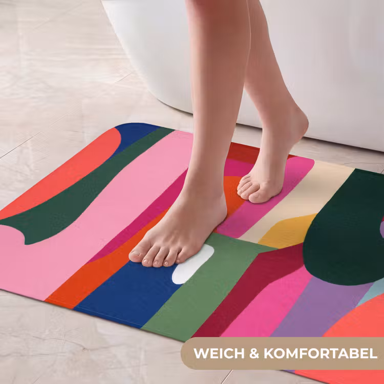 Kleurvakken - Recht - Rond - Abstract Badmat middel -USP_ZachtDE