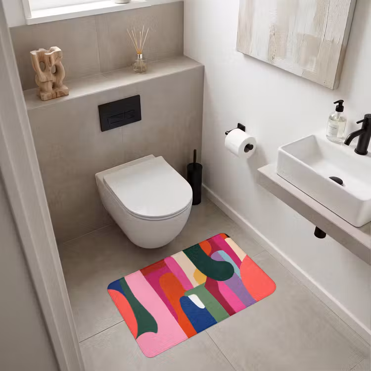 Kleurvakken - Recht - Rond - Abstract Badmat middel -sfeer4