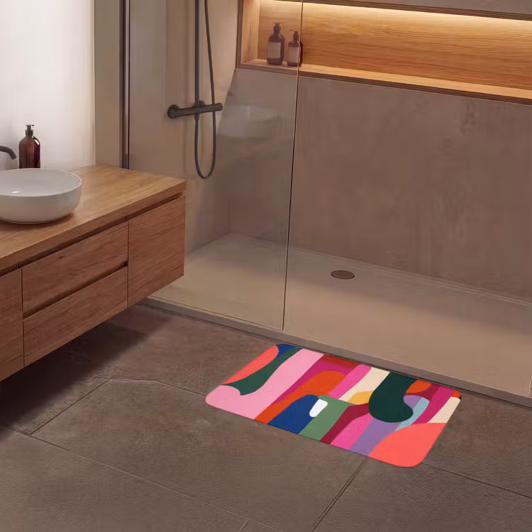Kleurvakken - Recht - Rond - Abstract Badmat middel -sfeer2