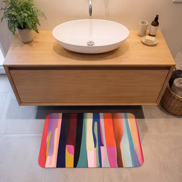 Kleurbanen - Verticaal - Kleurrijk Badmat middel -sfeer1