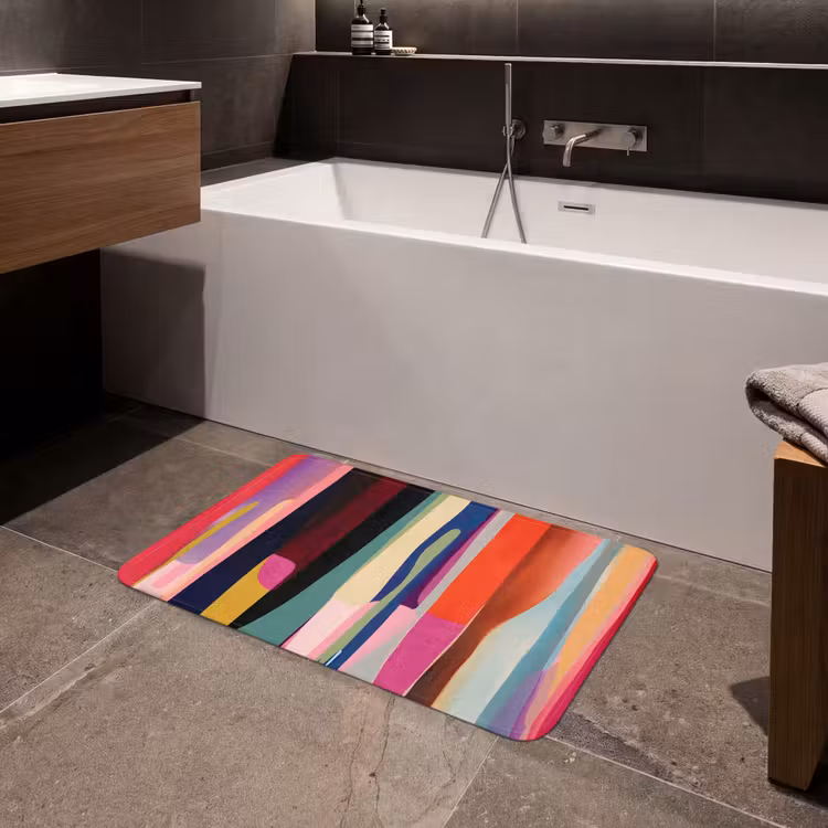 Kleurbanen - Verticaal - Kleurrijk Badmat middel -sfeer3