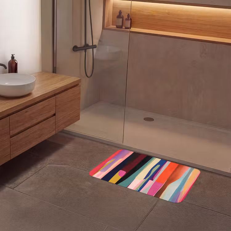 Kleurbanen - Verticaal - Kleurrijk Badmat middel -sfeer2