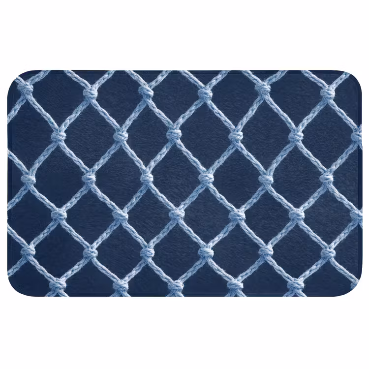 Visnet - Touw - Patroon - Marineblauw Badmat middel 997 -3d